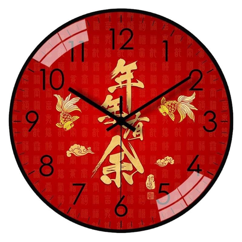 14-inch 35cm Chinese style light luxury wall clock Internet celebrity clock silent simple living room wall clock quartz clock