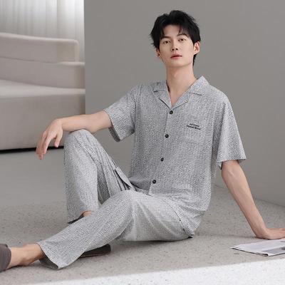 Men's Modal Cotton Summer Pajama Set - Short Sleeve, Long Pants, Casual & Comfortable Home Wear