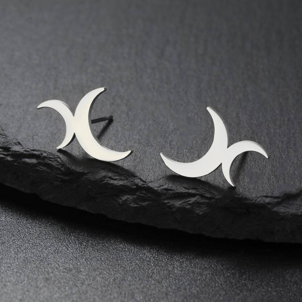 LIKGREAT Crescent Moon Earring for Women Girls Lunar Moon Phase Stud Dangle Earrings Stainless Steel Jewelry Gift