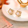 Premium Pearl Stud Earrings S925 Silver Needle Elegant Exquisite Earrings Retro Temperament Versatile Earrings