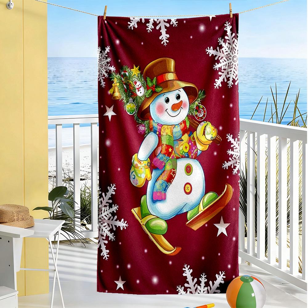 Christmas Beach Towel Quick-Dry Soft Microfiber Comfortable Lightweight Suitable for Swimming, Gym, Camping, Yoga Vacation