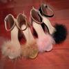 Elegant Womens Fashion Summer Lace Up High Heel Sandals With Hair Ball Design