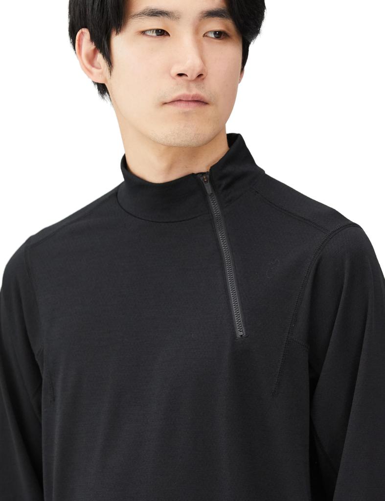Snow Peak Baselayer Recycled Half Zip Pullover L BK Black Pe/Wo