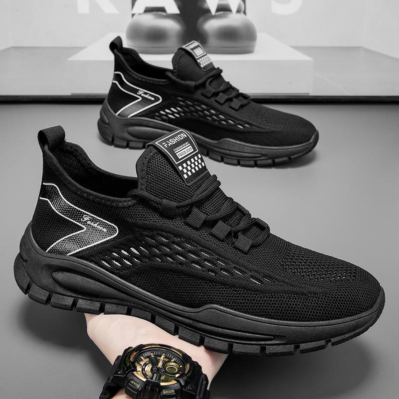 Sports and Leisure Shoes New Spring and Summer Fly-woven Men's Shoes Running Shoes Trend Breathable Low-top Soft-soled Men