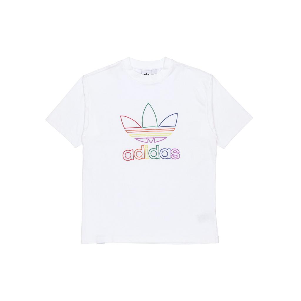 Adidas Originals Pride Tee With Rainbow Trefoil Logo Short Sleeve Men Tops White FI0882