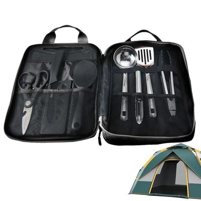 8pcs Camping Kitchen Cookware Set Portable Outdoor Travel Utensils Stainless Steel Cooking and Grilling Set for BBQ Picnic