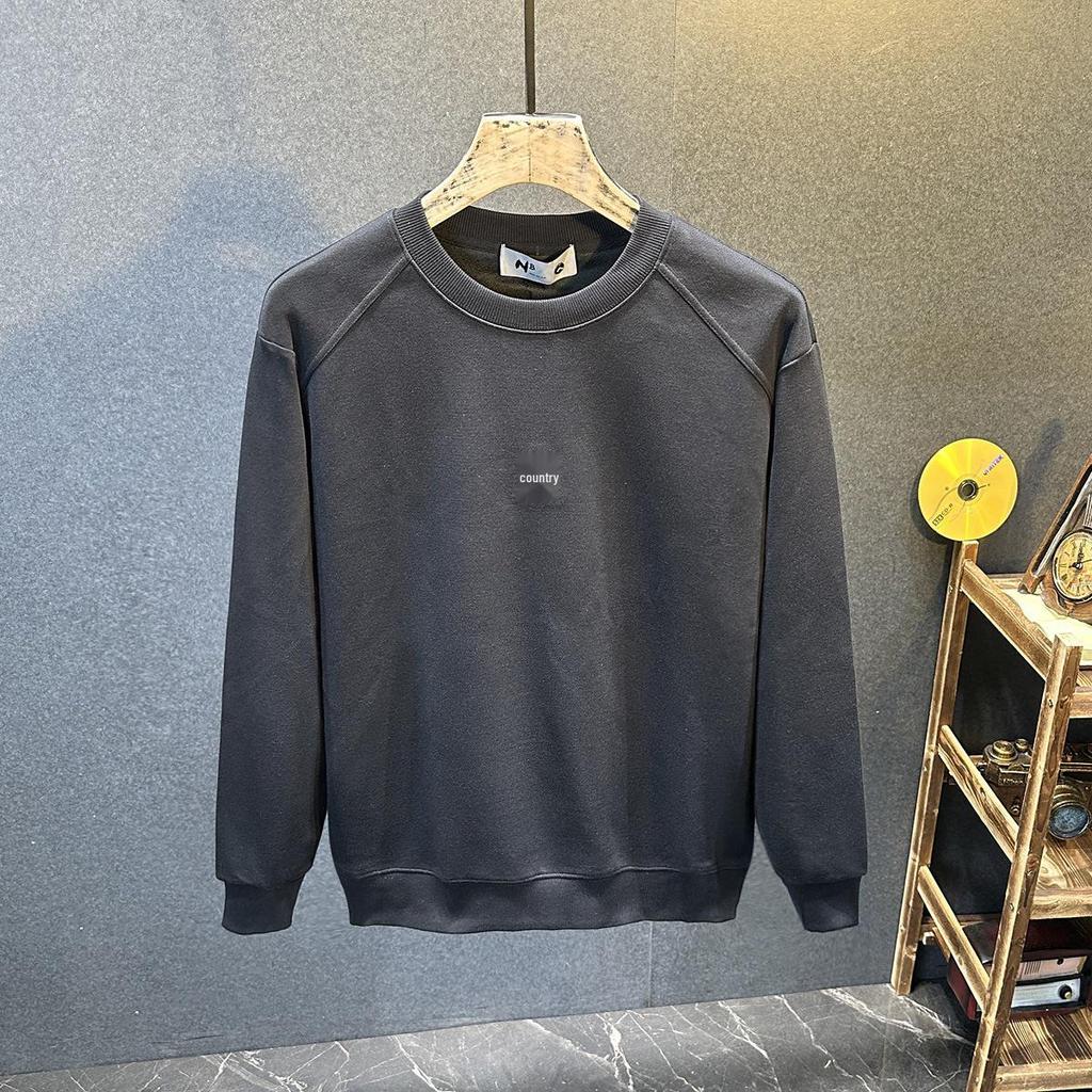 Men's American Trendy Embroidered Hoodie - Autumn/Winter Loose Fit, Long Sleeve, Round Neck, Thick Warm Pullover for Couples
