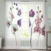 Modern Sheer Curtains Flower Orchid Watercolor Living Room Kitchen Children's Room Decoration Household Chiffon Window Curtains