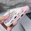 Matte Leather Texture Shockproof Phone Case For iPhone 16 Pro Max 15 14 Pro 13 12 11 Purple Flower Pattern Slim TPU Soft Bumper Cover