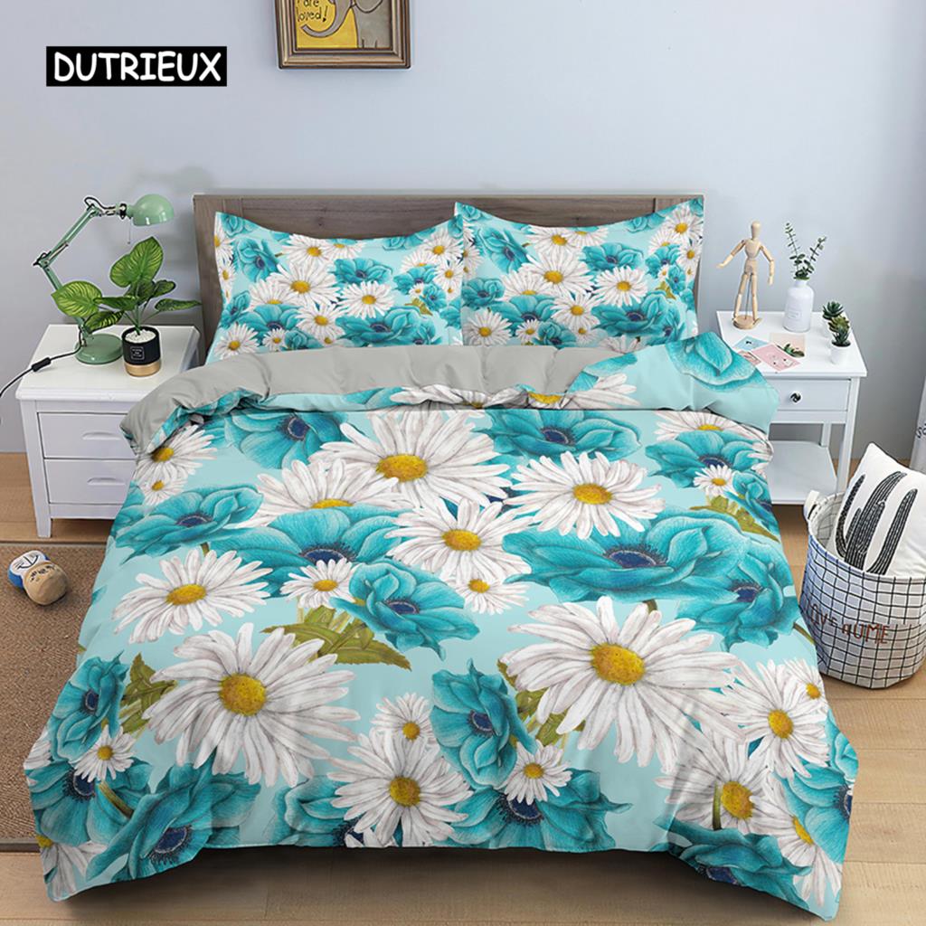 Tropical Plant Bed Linen Collection Green Leaves Quilt Cover with Zipper Closure Comforter Cover Queen Size King Dimension Full Polyester Fabric Quilt