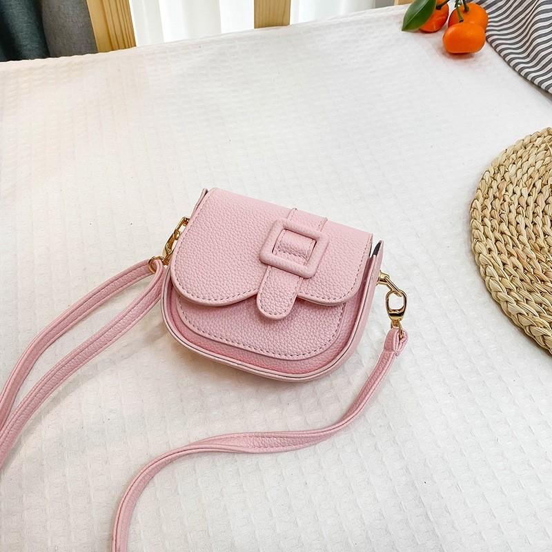 Trendy Korean Style Mini Shoulder Bag For Kids Stylish Pu Crossbody Accessory Black Pink Purple White