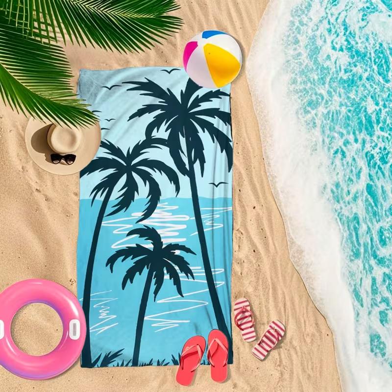 Toalla de Playa Palmera Tropical, Algodón Suave de Secado Rápido, Diseño Colorido de Atardecer y Palmera sobre el Océano para Uso en Piscina de Verano Toalla de Baño