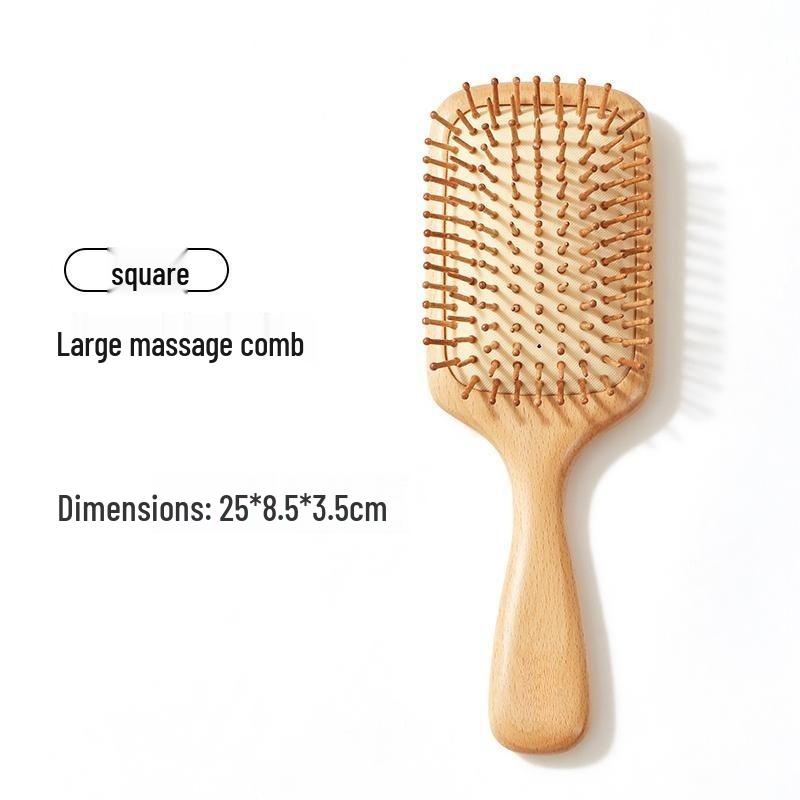 Wooden Scalp Massage Comb: Air Cushion Smoothing Comb for Long, Curly Hair
