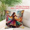 Colorful Indian Dancer Pillow Cover Vibrant Bollywood Art Print Ethnic Floral Cushion Case For Sofa Bed Couch Boho Home Decor