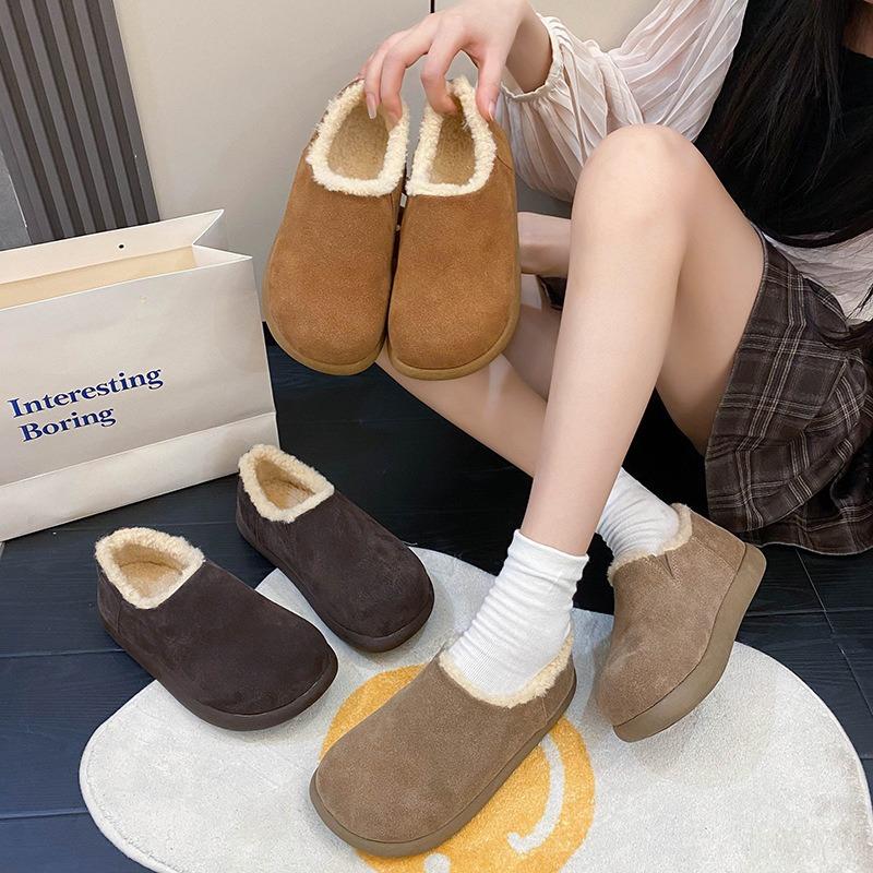 Plush women's fluffy shoes, wear new autumn and winter small potatoes, snow boots, warm Doudou cotton shoes