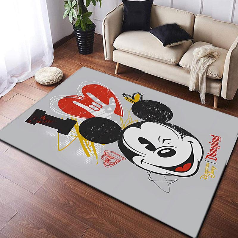 Mickey Mouse cartoon print rug, non-slip and stain-resistant floor protection rug, home décor.