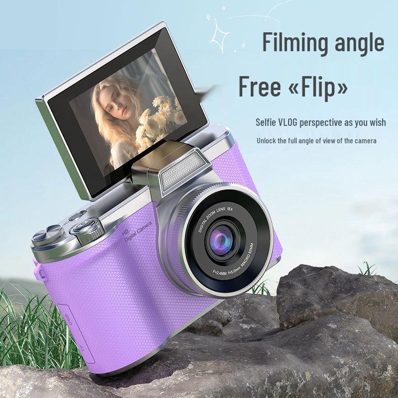 Popular Dual-Camera Retro Digital Camera with HD Selfie and Portable Design for Students