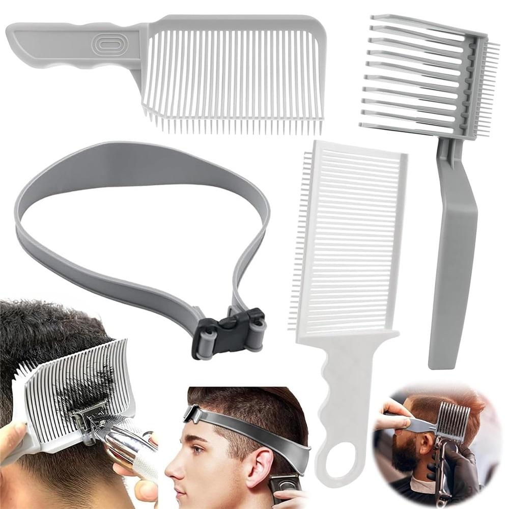 

4 шт. Парикмахерская расческа, Расческа для парикмахера, Регулируемый шаблон для стрижки волос, Силиконовая расческа для фейда, Расчески для переходов, Помощь для стрижки волос для мужчин, Серый