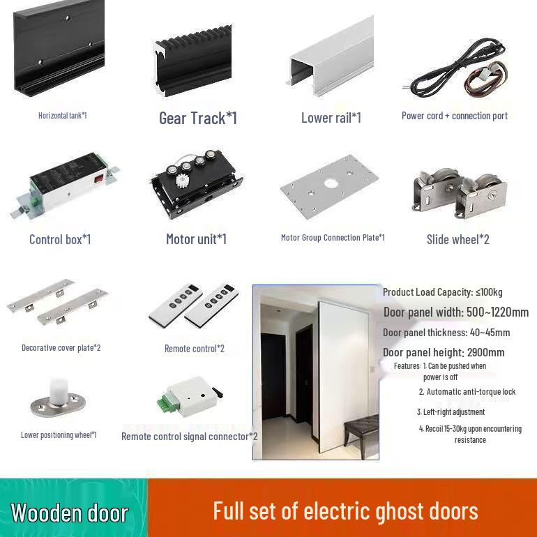 Invisible Track Two-Way Buffer Wheel Sliding Door Hardware for Glass/Wood Doors
