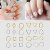120Pieces 3D Nail Sticker Hollow Rivet Art Decoration DIY Geometric Metal Border Gold Round Square Design Accessories