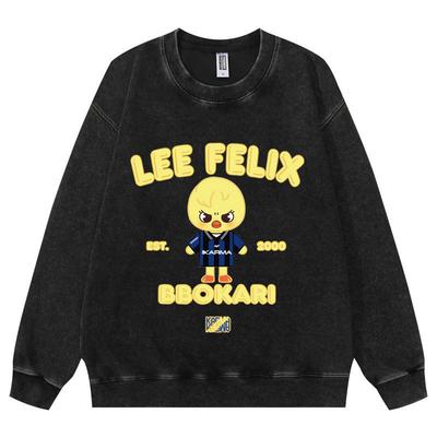 Dospělé Ženy Muži Korejské POP Hvězdy Dominují Kreslené Zvíře Medvěd Vlk Felix Potisk Mikina s Dlouhým Rukávem