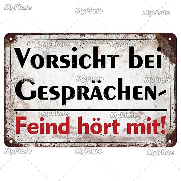 Vintage German Sign Voor Halt Metal Sign Aluminium Sign Decoration Plaque Home Wall Door Decor Bar Sign Home Plate Poster