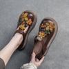 Fashion GKTINOO Retro Round Toe Thick Soled Shoes For Spring And Summer 2025 New Genuine Leather Flower Women's Flat Platform Shoes
