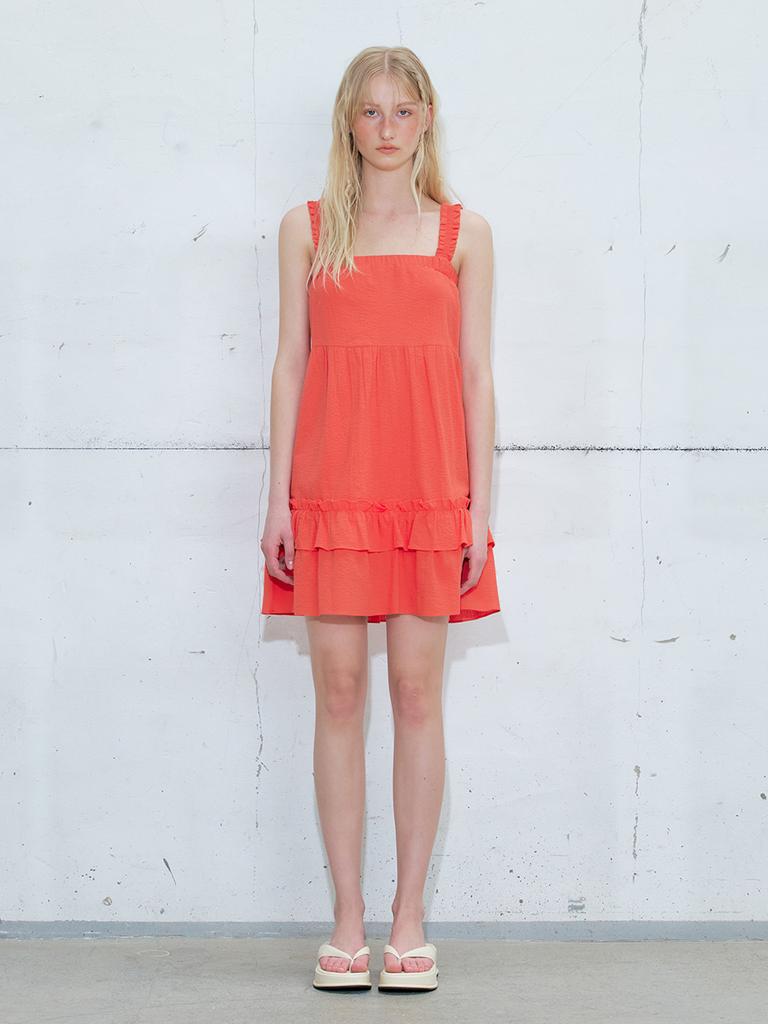 Etmont Frill Banding Mini Dress, Red