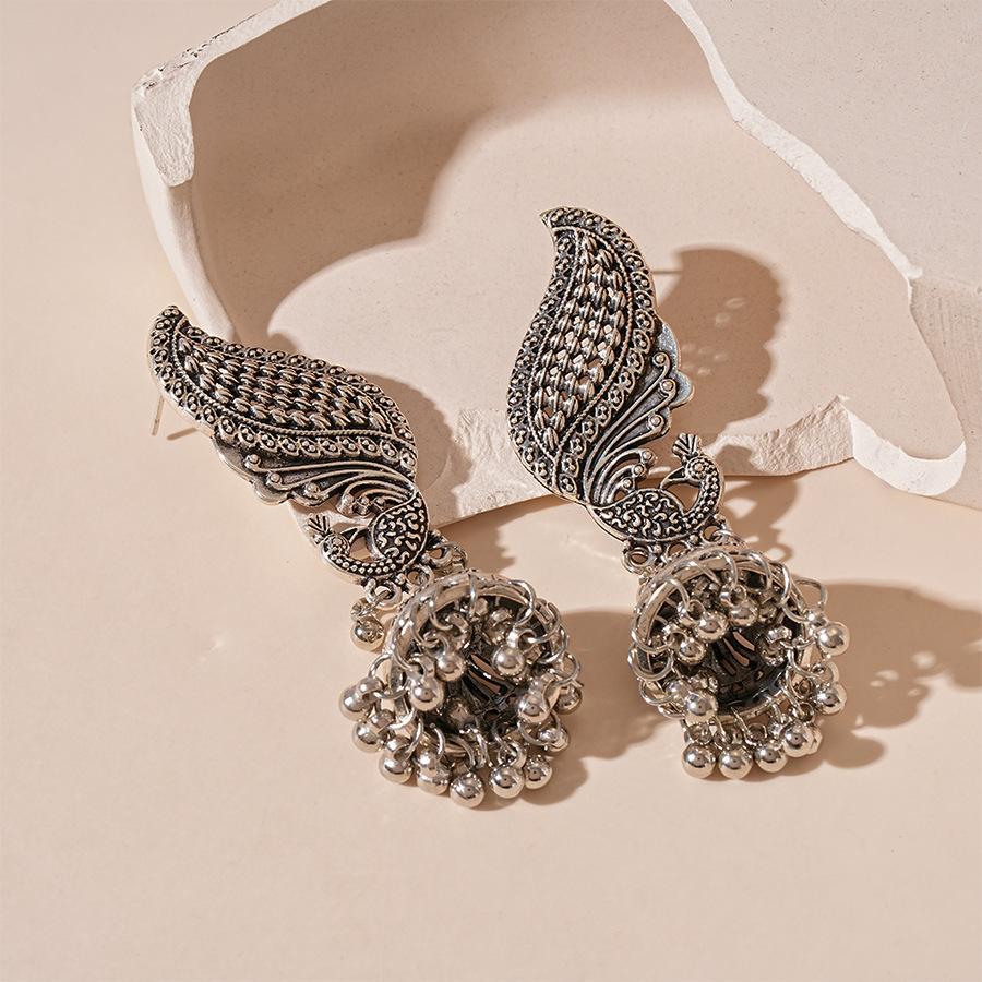 

Metallic Peacock Bell Tassel Earrings, High-end and Elegant Earrings for Women срібний