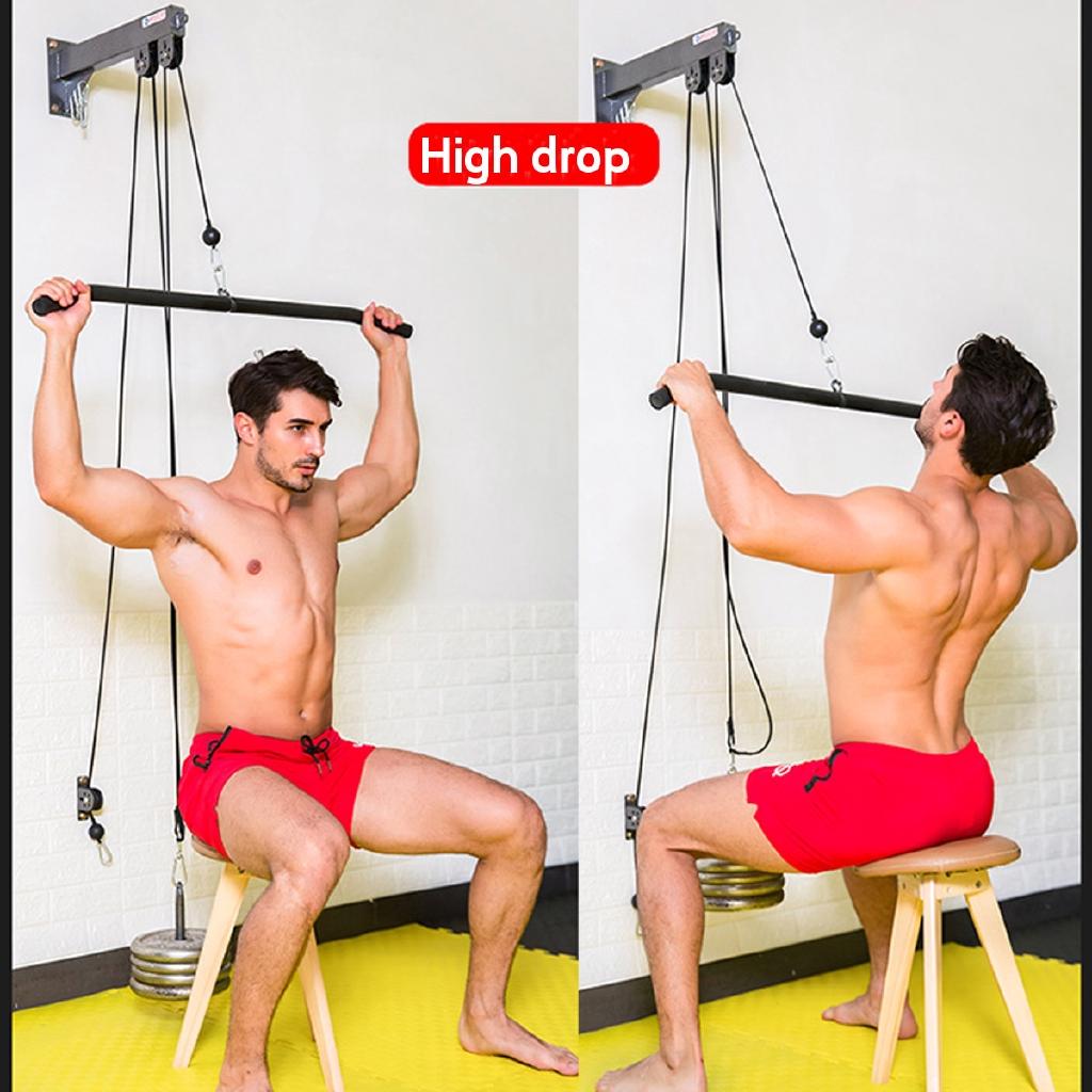 Fitness DIY Pulley Cable Machine Blaster Trainer with Pulley Attachments Biceps Triceps Workout Forearm Pull Rope Wrist Roller