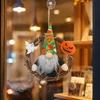 Halloween Gnome Wreath Wreath, Faceless Rattan Rustic Hanging Decoration Wall with Pumpkin Ghost for Front Door Holiday Party Decor Seasonal