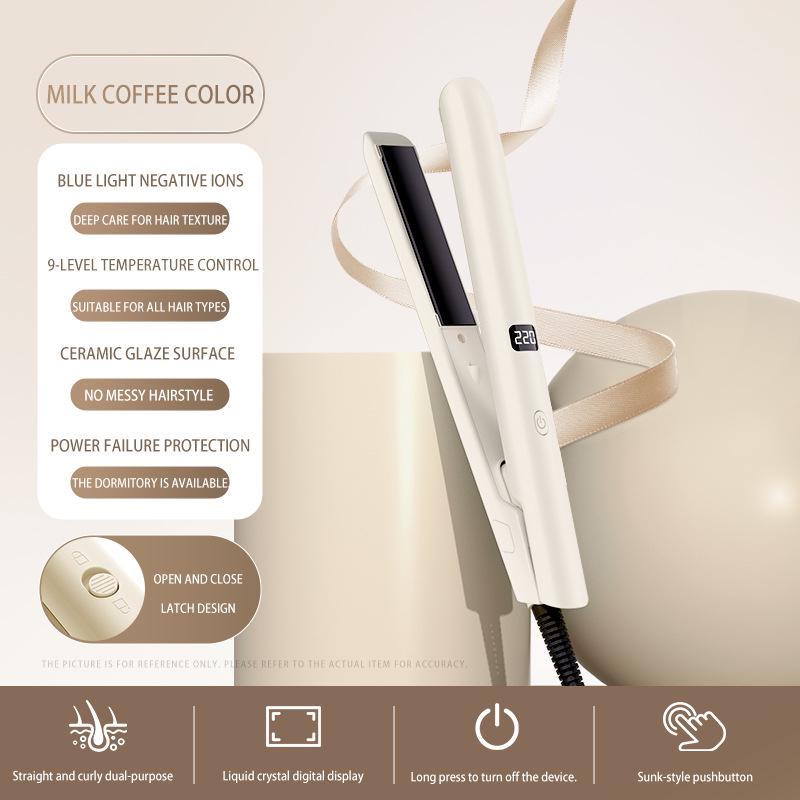 Compact Dual-Use Ionic Hair Styler: Straighten & Curl with Portable Splint Curler