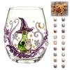 2D Halloween Artisan Glassware Collection, Drinking Glasses with Raised Pumpkin Ghost Black Cat Web Design, Spooky Clear Cups for Cocktails Juice