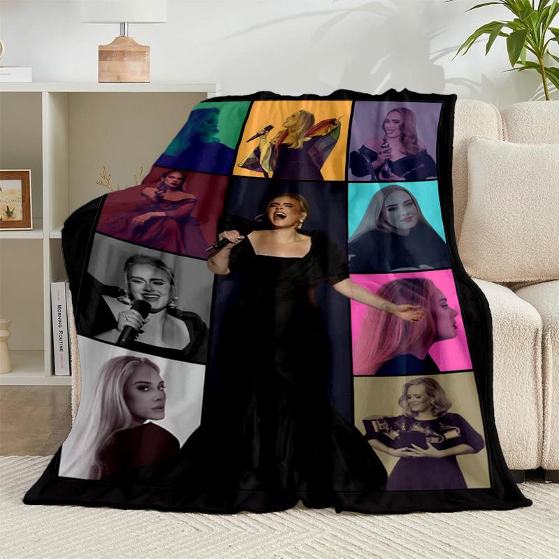 1PC A-dele's pop music Flannel Blanket Gift, Suitable for Both Men And Women, Soft Ideal for Beds And Sofa, Birthday Or Christmas Gift