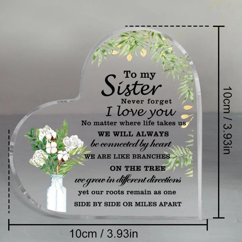 2D Flat Sister Gifts Acrylic Keepsake Desktop Decoration Plaque, Home Decor Plaque Hanging Wall Art Decorative Garden Decoration for Room Door Signs H