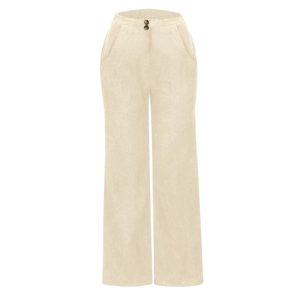 Women's Corduroy Pants Casual Women's Color Corduroy Loose Straight Pants