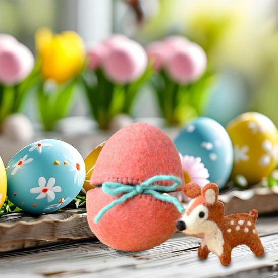 Surprise Easter Egg from Wool Felt Handmade Felted Easter Egg with Small Animals Hidden Inside Easter Basket Stuffer for Home Decor