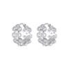 High-end Round Rhinestone Flower Earrings Women's Full Diamond Silver Ear Buckle Designer