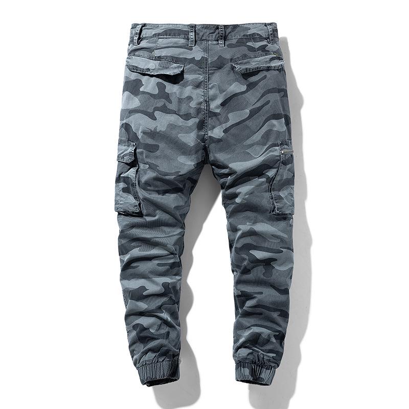 Men's Retro Camouflage Elastic Cuff Multi-Pocket Overalls