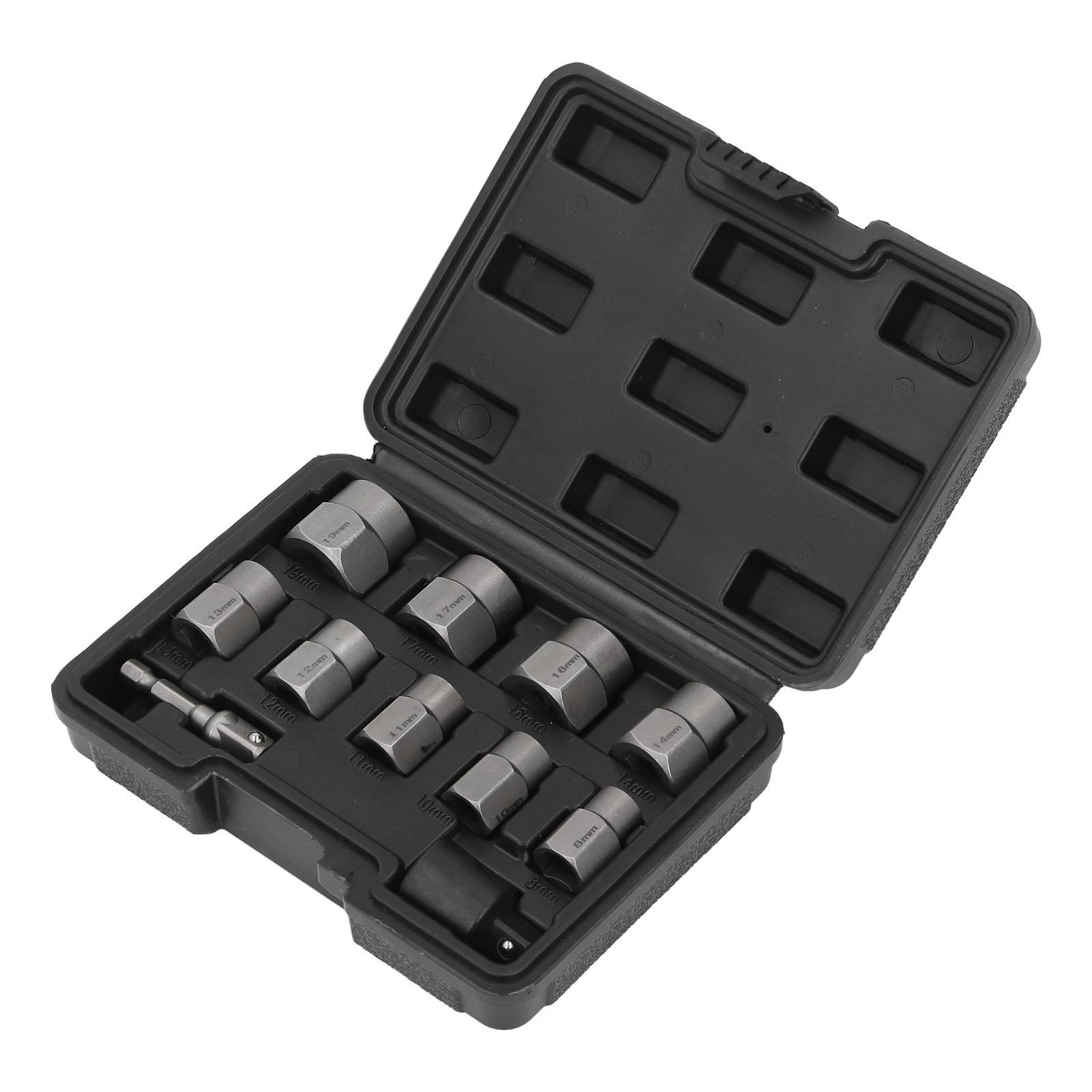 

Набор экстракторов гаек 9 шт. Экстрактор болтов с 3/8-дюймовым приводом и шестигранным адаптером для сорванных, заржавевших гаек