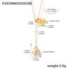 Qiong Yao Luxe Stainless Steel Mother-of-Pearl Clover Heart Necklace with Adjustable Gold PVD Coating
