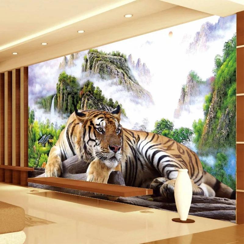 

3d тигр фотообои природа пейзаж фреска гостиная диван фон обои для стены 3d постер 200 cm(W) x 140 cm(H)