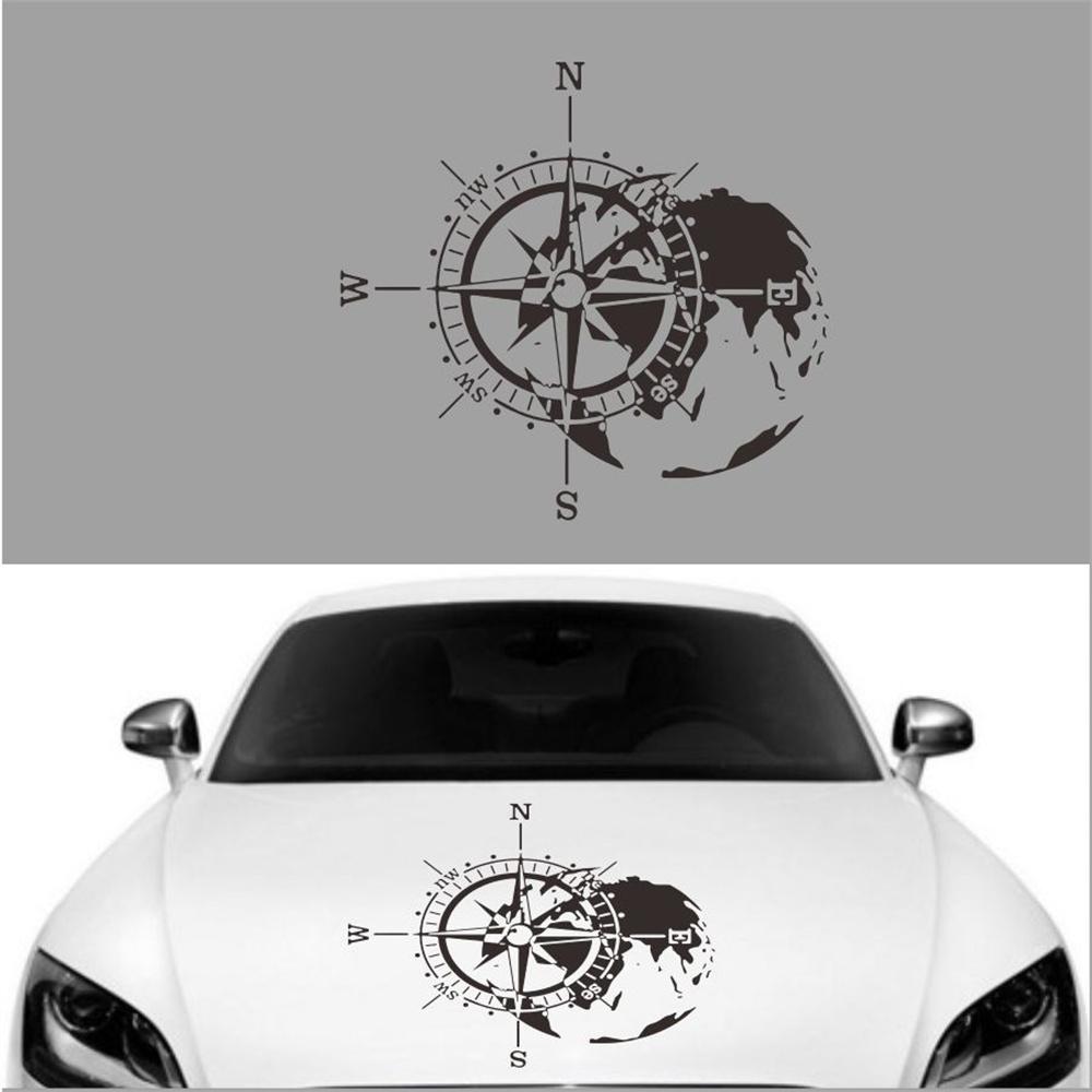 Hood Car Sticker Compass Totem Black Car Door Compass Decal Auto Vinyl Bonnet St