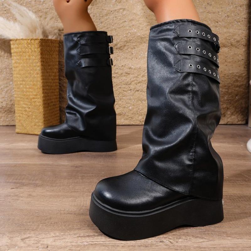 New Women's Autumn and Winter Shoes, Soft and Comfortable, with Belt Buckles and High Heels