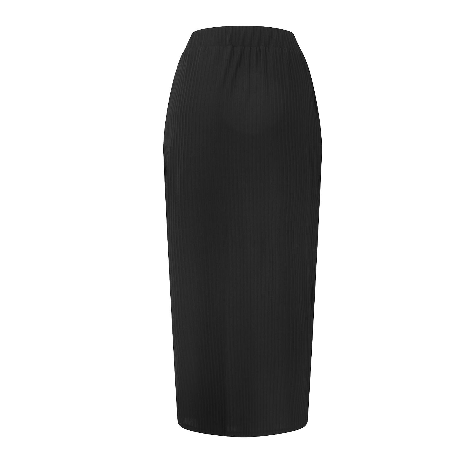 Модная женская однотонная драпированная юбка с высокой талией и эластичной талией — фото 6