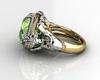 Luxurious Women's Silver Ring with Mermaid Green Zircon