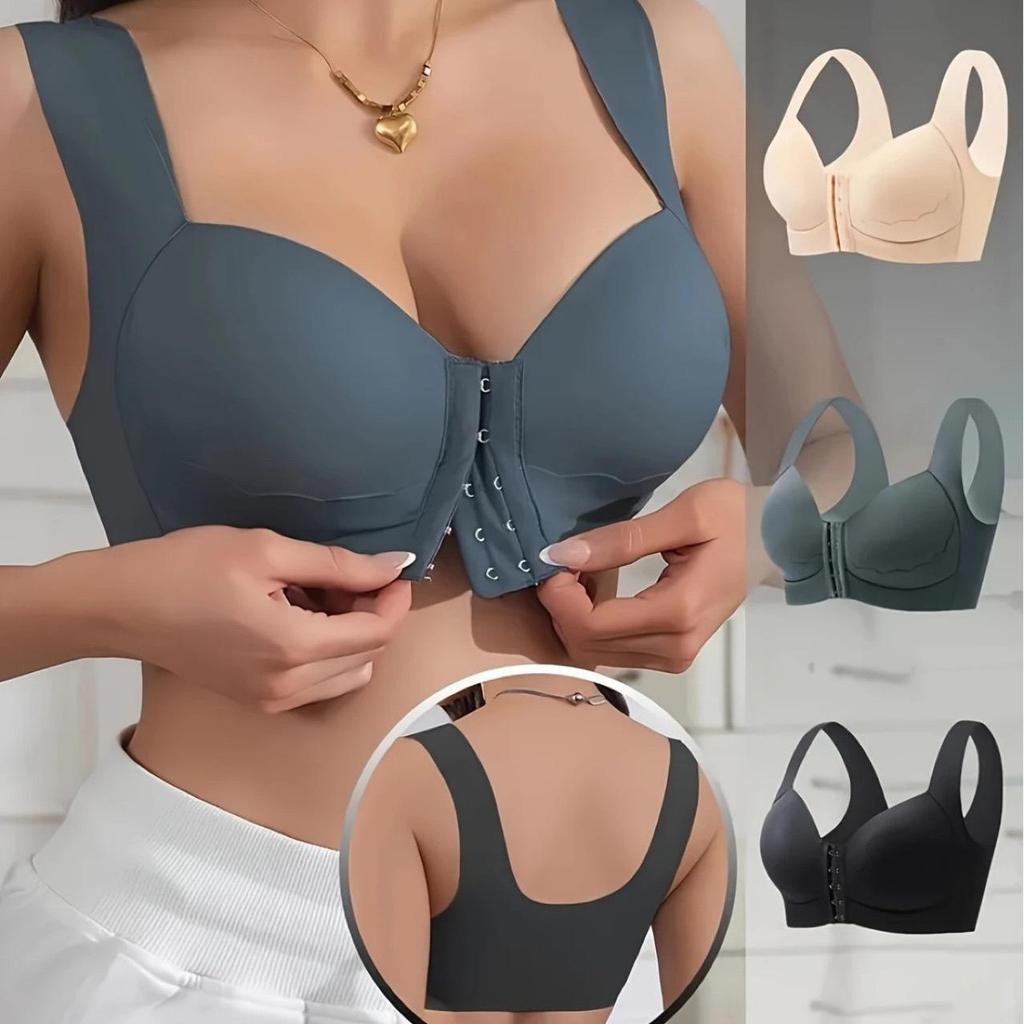 Seamless Front-Closure Anti-Sagging Plus Size Wire-Free Bra with Beautiful Back Design