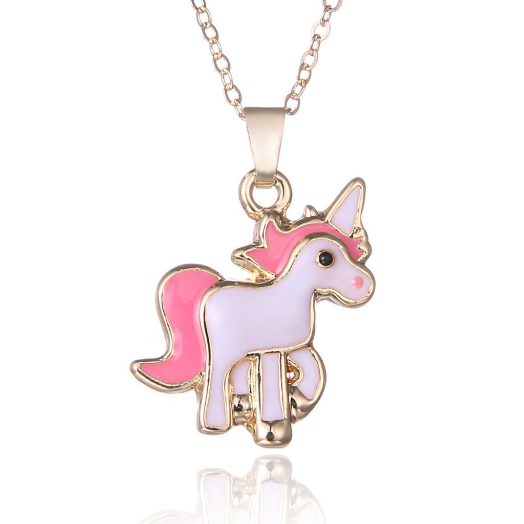 Pink 3pcsset Horse Unicorn Jewelry Sets For Women Earrings Necklaces Best Gifts