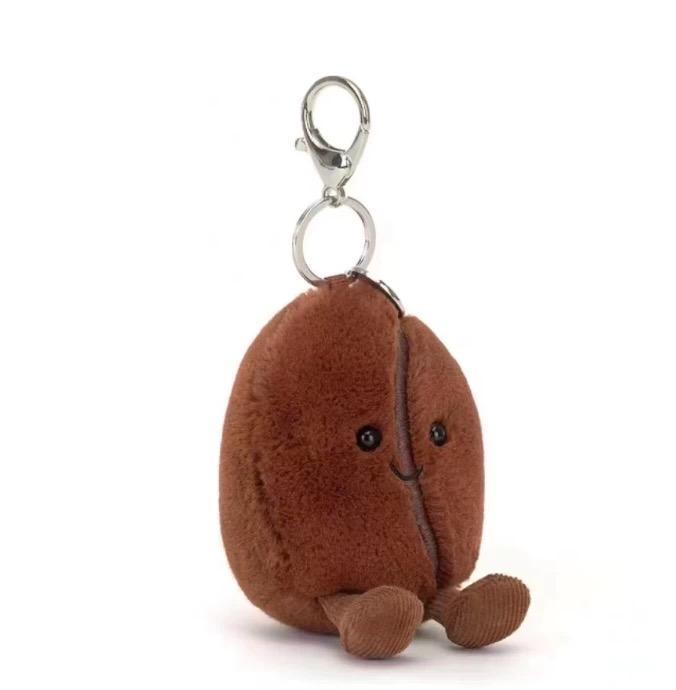Cute Coffee Cake Plush Pendant Soft Stuffed Food Toy Fluffy Keychain Gift for Kids Birthday Christmas Bag Home Decor