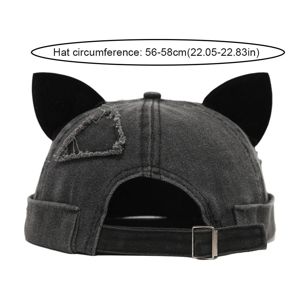 Adjustable Melon Docker Cap Cute Cat Ears Retro Skullcap Retro Style Beanie Hat  Outdoor